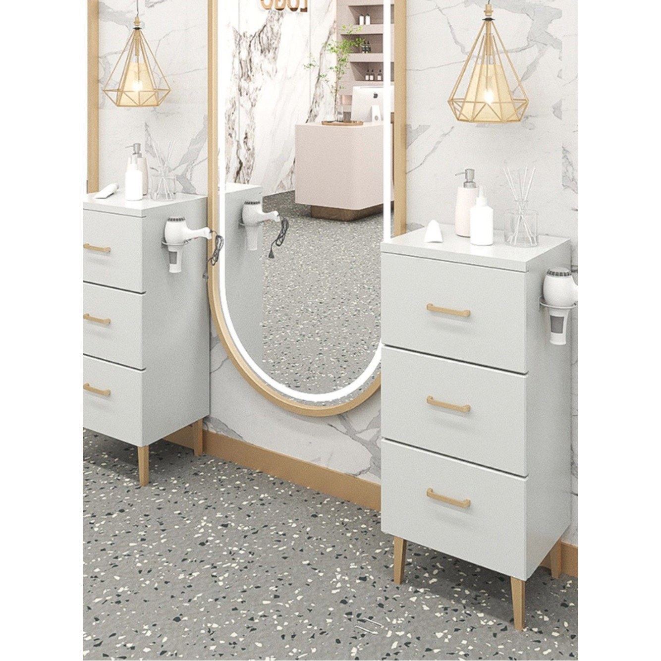도구 수납 문씩 공구장 갈래로 챙이 정리대 샵 실 이발소 달린 청백 77x35x30cm 한 추녀 실서랍장 사물함 두 수납장 뽑아 - 상세 이미지 3