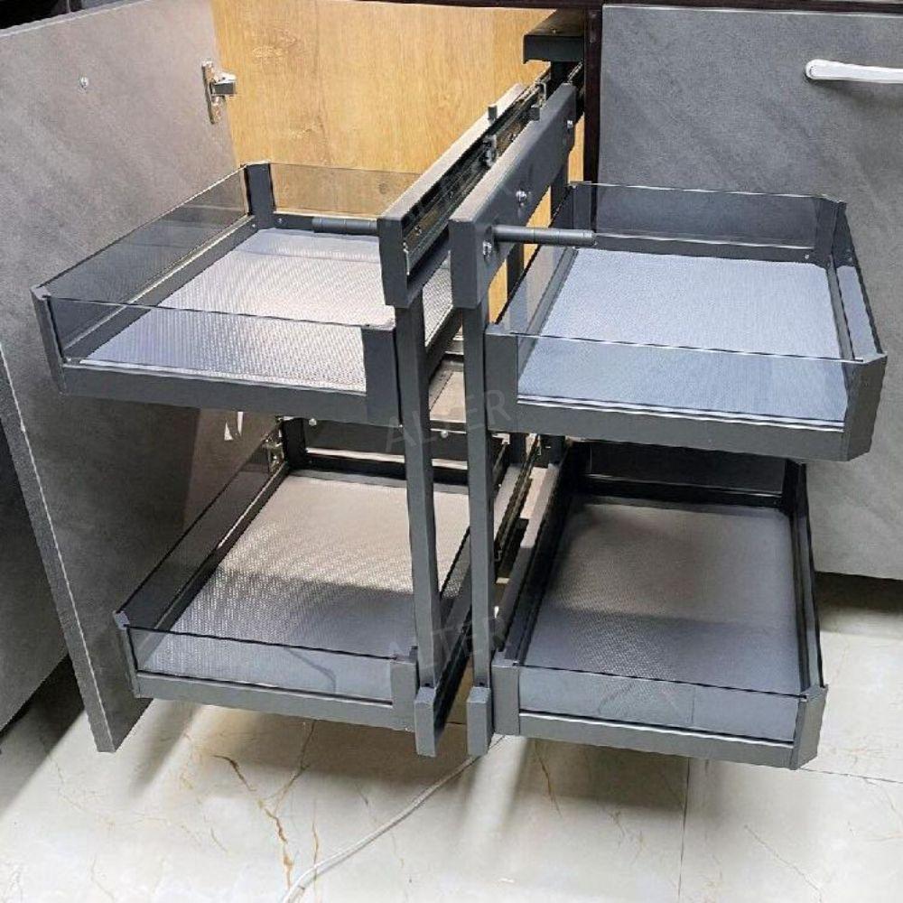 싱크대 코너 선반 하부장 양념장 랙 코너선반 냄비 레일 씽크대 300형 모델 - 상세 이미지 4