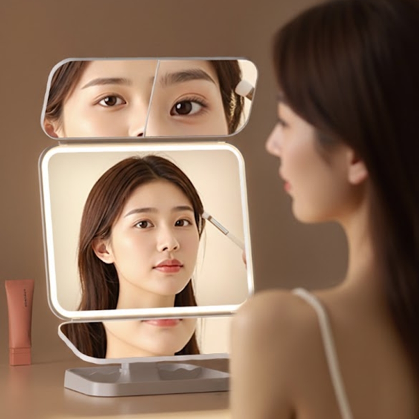 LED 탁상 거울 화장 메이크업 무선 접이식 화장대 여행용