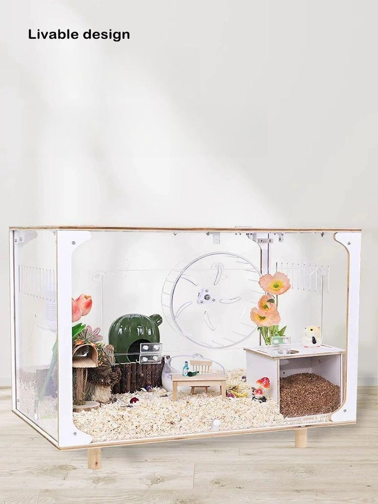 햄스터 집 케이지 아크릴 은신처 피그미다람쥐 80cm 대형 조경 빈 케이지 세트 - 상품 이미지