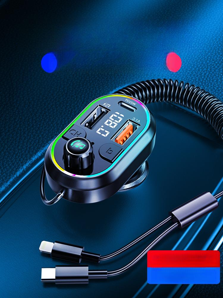 차량용 블루투스 리시버 시거잭 충전기 듀얼 충전 USB BT5.01대2데이터케이블 PD25W 3.1 A 공식 표준 패키지 - 상품 이미지