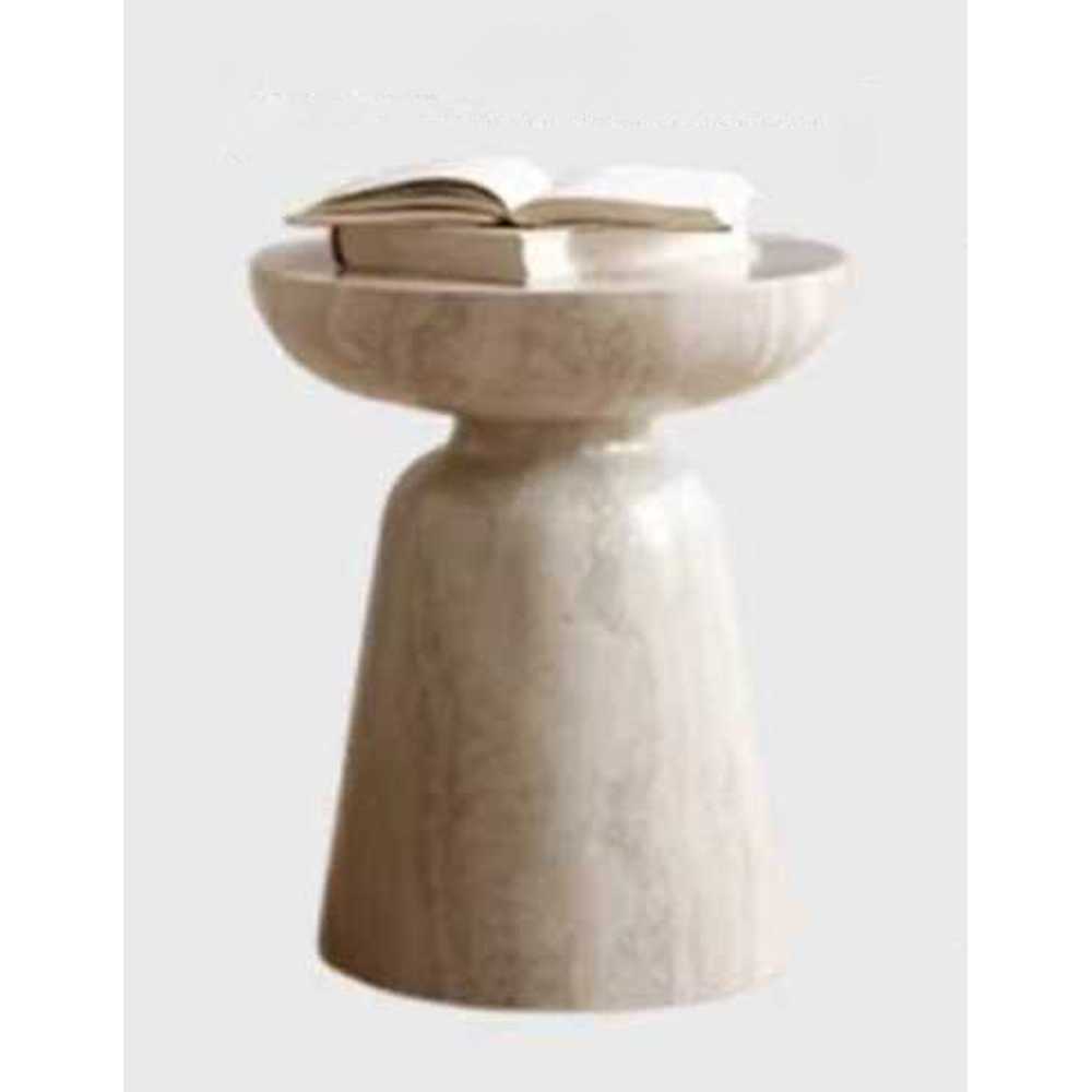 거실 원형테이블 대리석 트라버틴 패턴 좌식 디자인 40x45cm 동석 - 상품 이미지