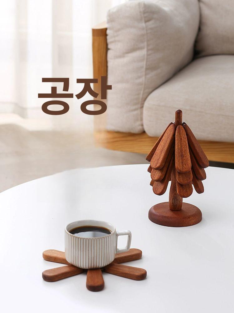 스탠딩 트리 냄비받침 우드 원목 나무 집들이 정리대 블랙월넛 4팩 - 상세 이미지 4