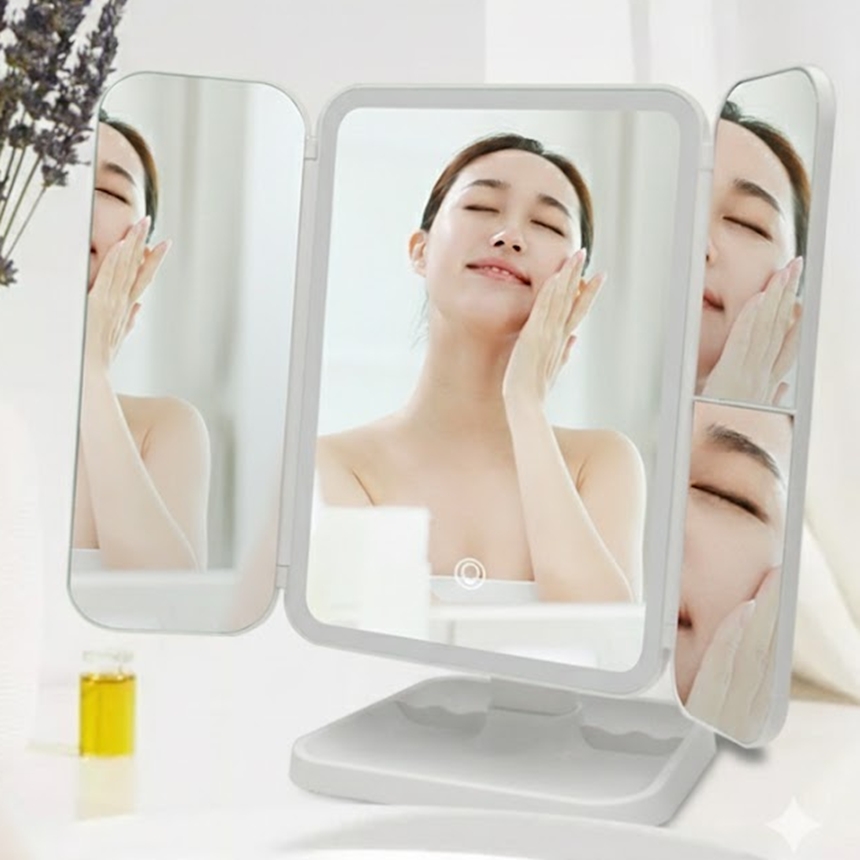 LED 탁상 거울 화장 메이크업 무선 접이식 화장대 여행용