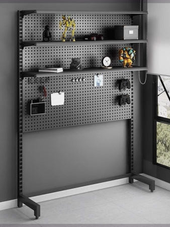 [해외]컴퓨터 책상 타공판 책장 철제 선반 벽면 수납 정리함