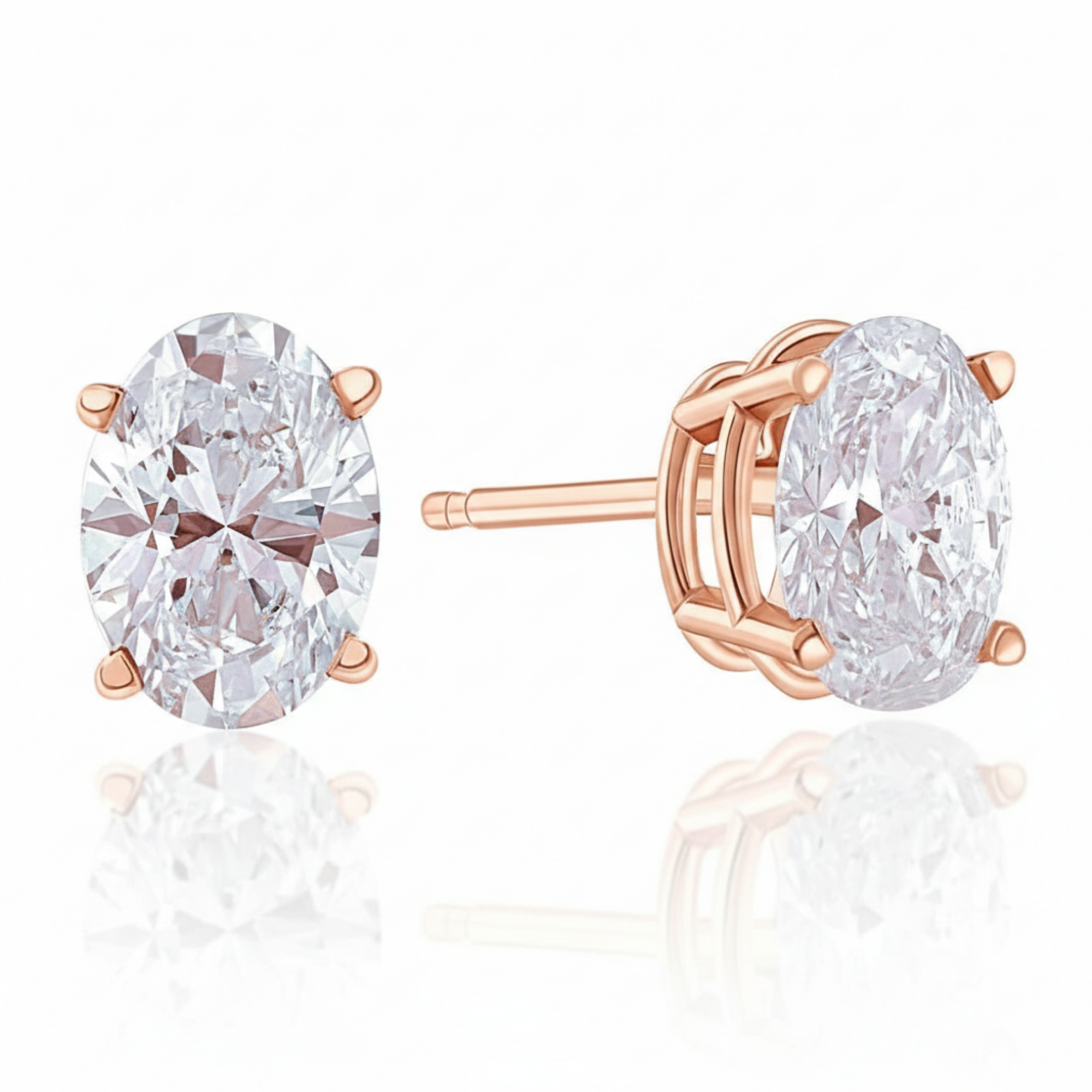 Earring 3ct 로열 빅토리아 오벌 다이아무드 은 실버 귀걸이 - 상세 이미지 2