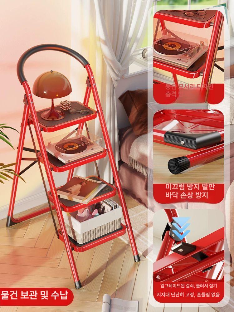 가정용 접이식 실내 계단 디딤대 9단사다리 폴딩 복층 3단 화이트 옷장용 단면 사다리 - 상세 이미지 3