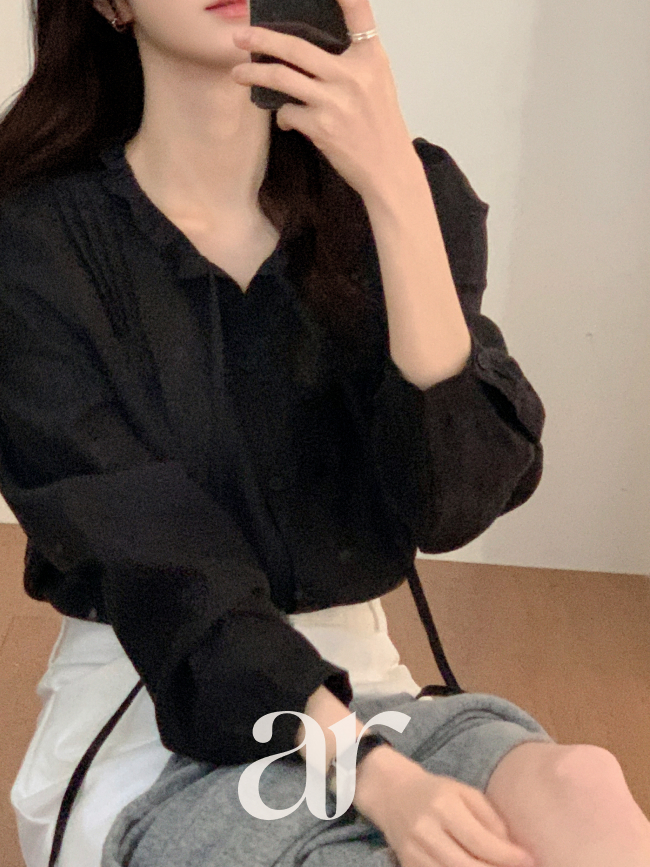 프릴 스트랩 핀턱 블라우스 bs8617 이미지 6
