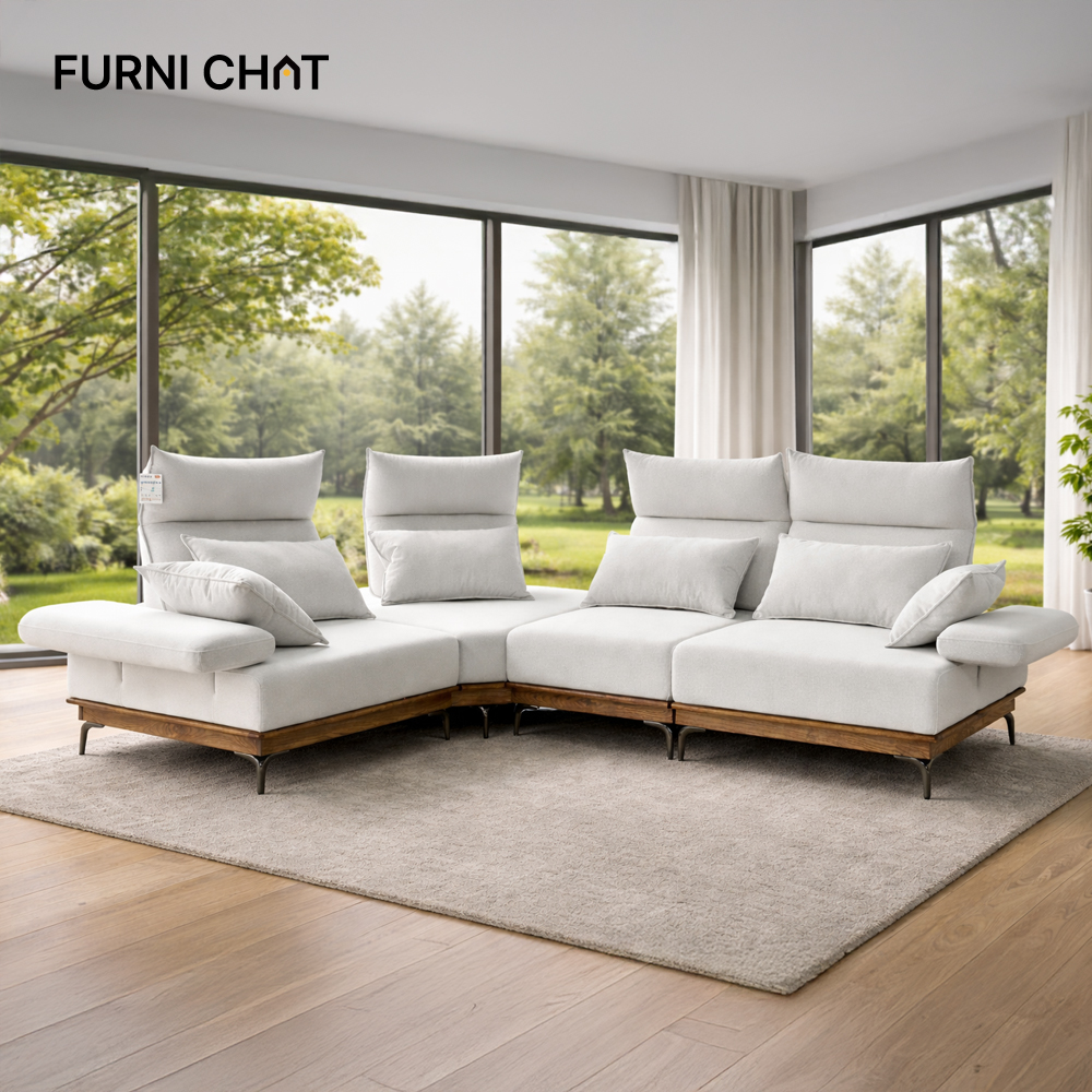 퍼니챗 헤라 5인용 코너형 아쿠아텍스 이지클린 기능성 코모도 패브릭 원목 스윙 소파