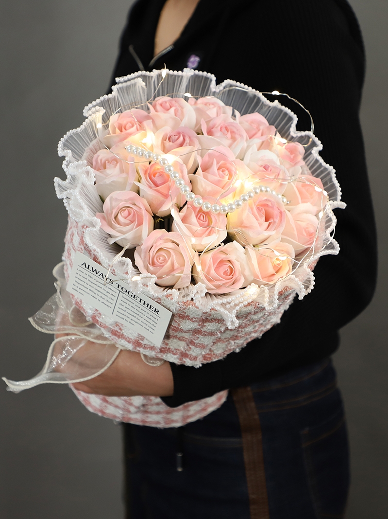 생일 기념일 어버이날 led 상자 축하 프로포즈 꽃다발 걸핑크 - 상세 이미지 3