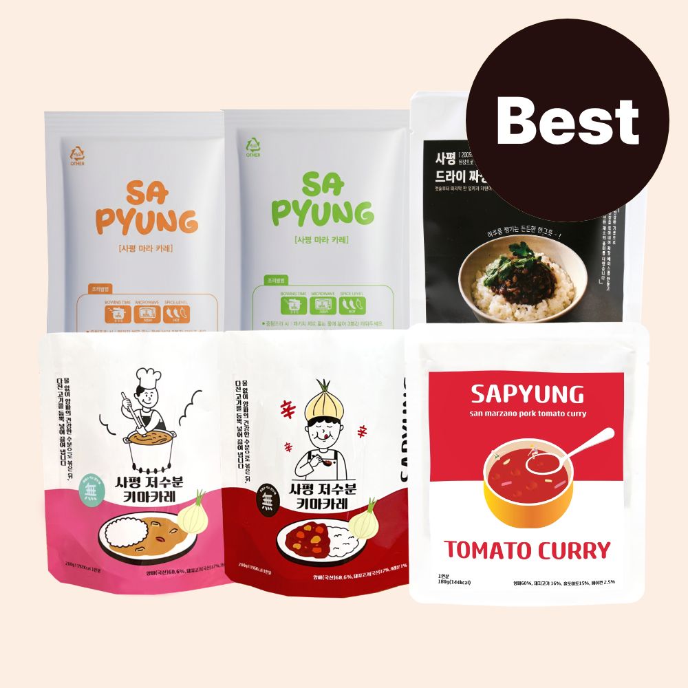 테이스팅팩 사평 베스트 카레5종 짜장 1종 6팩 세트 일본카레 덮밥