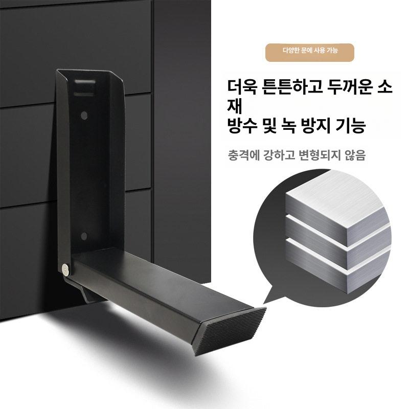 무타공 도어스토퍼 원터치 문고정 현관 출입문 스토퍼 스테인리스스틸 접이식 문지지대 헤어라인 - 상세 이미지 2