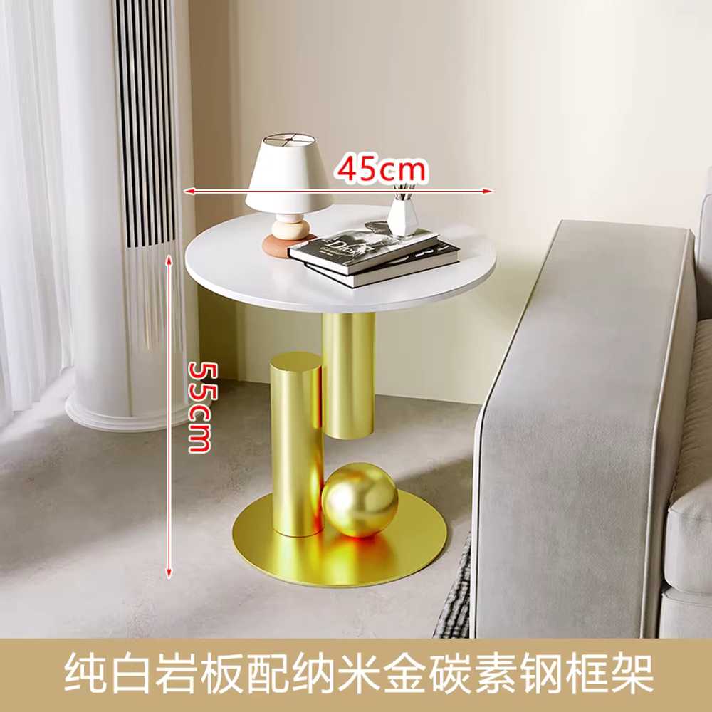 소파 협탁 높이조절테이블 간이 카페 침실 슬림선반 40cm 올 화이트 세라믹 + 무광 블랙 하부 이미지 8
