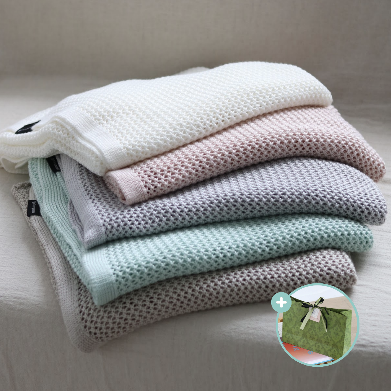 피넛버터젤리 모달 망사 니트 블랭킷 국산 아기 신생아 애착 이불 유모차 담요