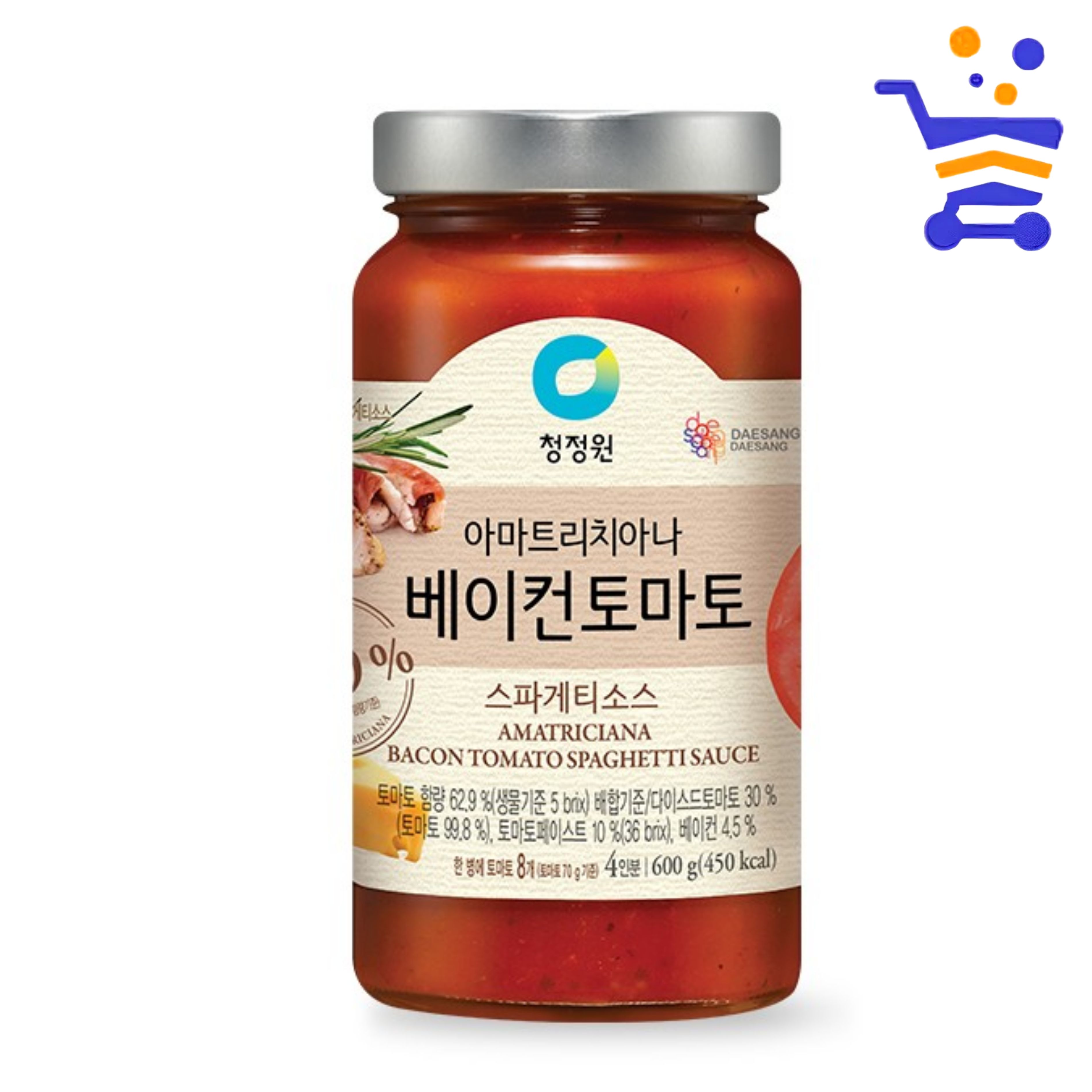 청정원 베이컨토마토 스파게티소스 600g - 상품 이미지