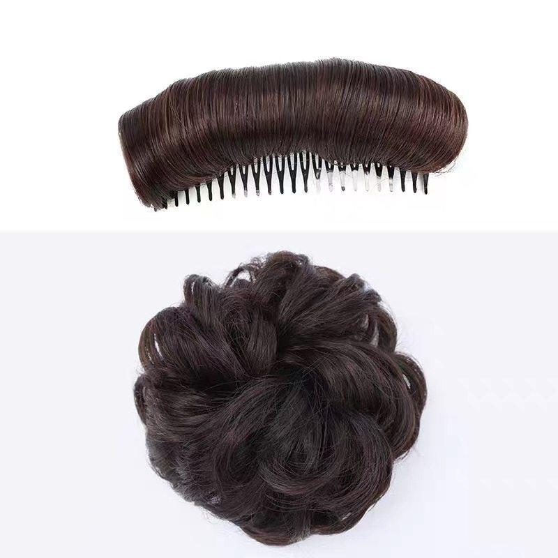 정수리 속가발 헤어뽕 미니 올림머리 연출 앞머리 보정 다크브라운10cm - 상품 이미지