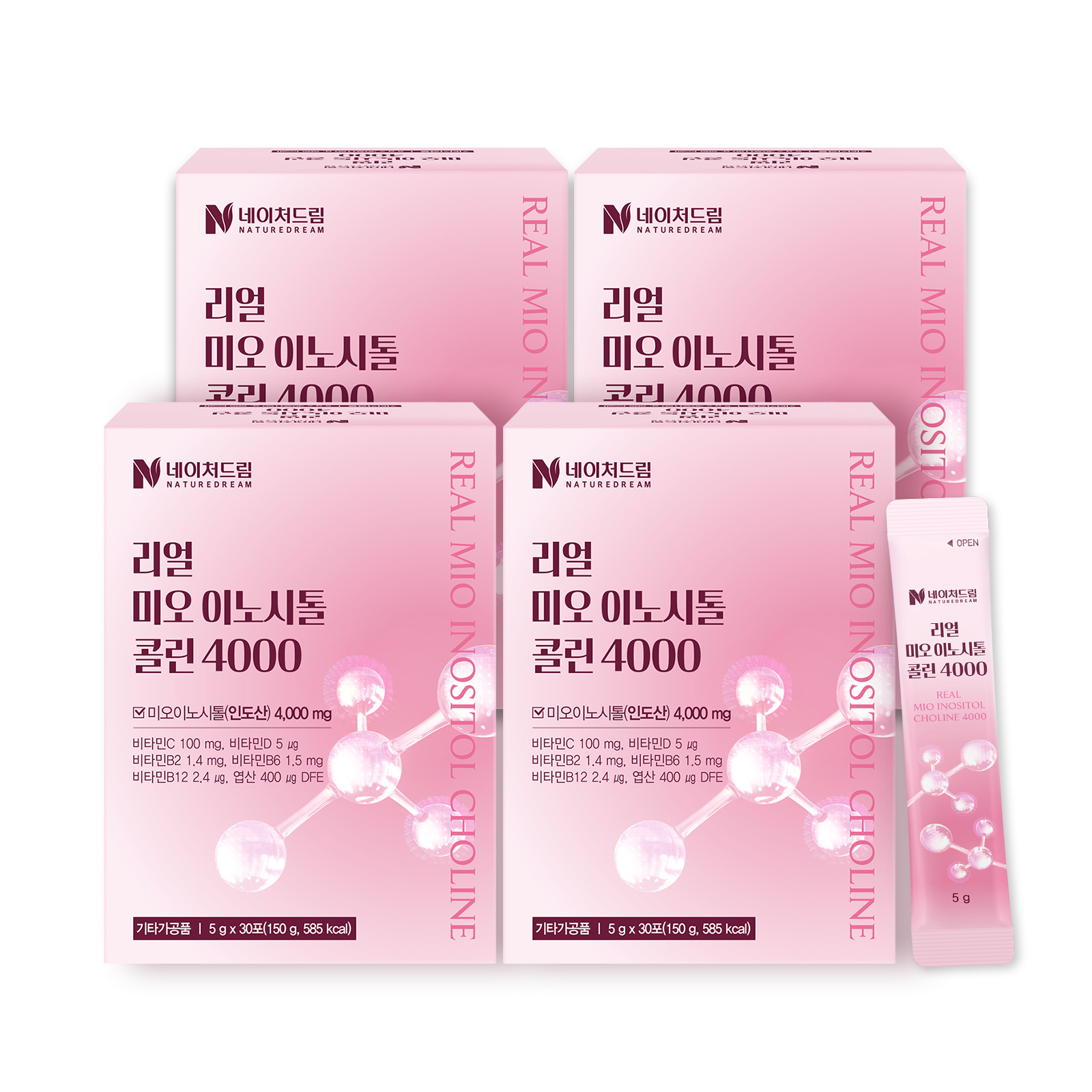 네이처드림 리얼 미오 이노시톨 콜린 4000 5g /엽산 비타민D 함유 30포, 4개 이미지 2