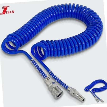 지산호스테크 코일 에어호스 (청7.5M) 튜브 콤프레샤 타카 에어건