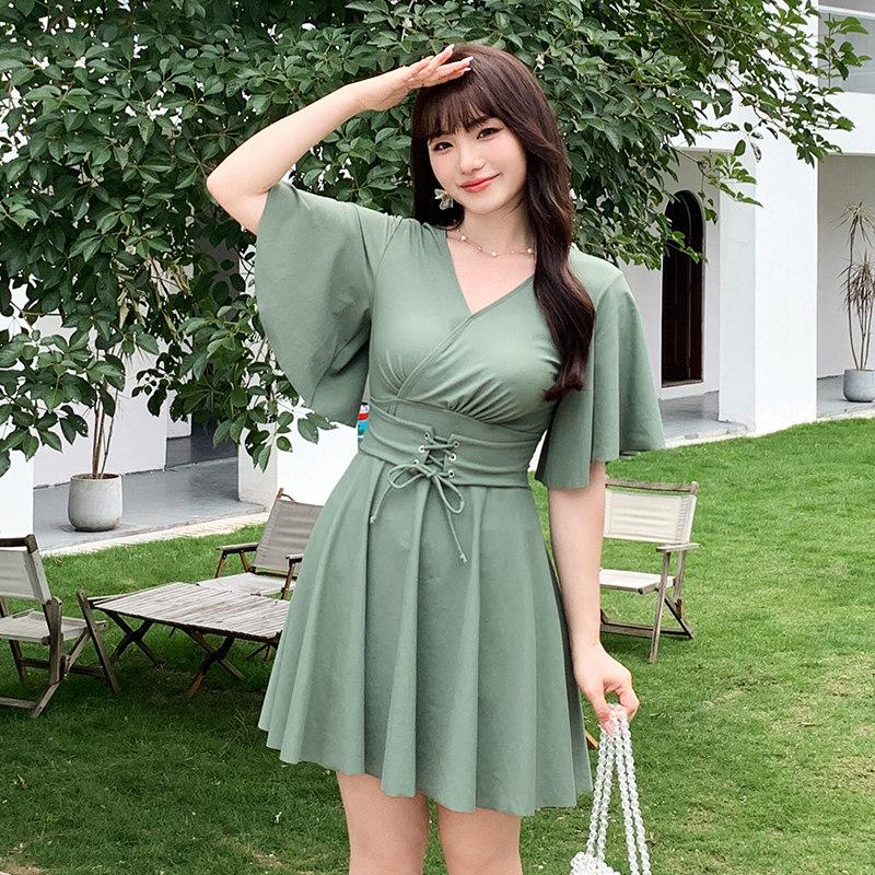 145kg 빅사이즈 여성 체형보정 원피스 스타일 수영복 - 상세 이미지 2