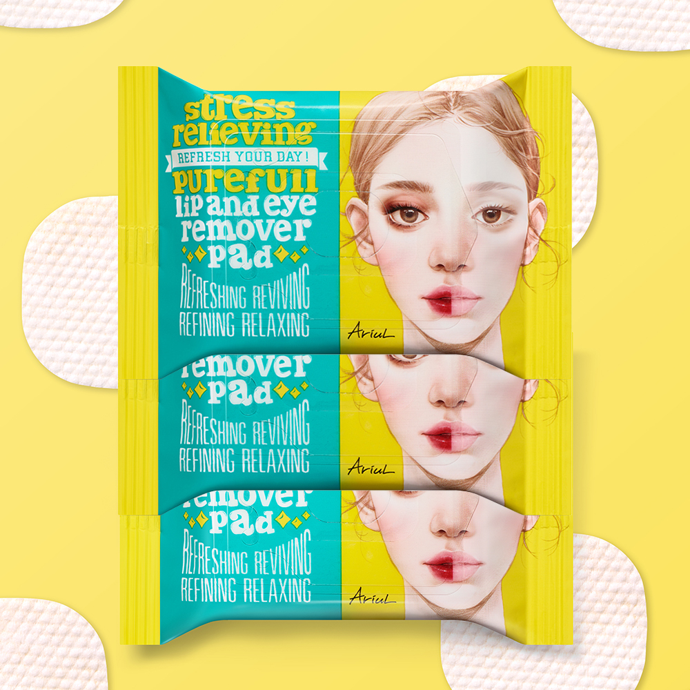 아리얼 스트레스 릴리빙 퓨어풀 립앤아이 리무버 패드 30매, 3개 제품 이미지