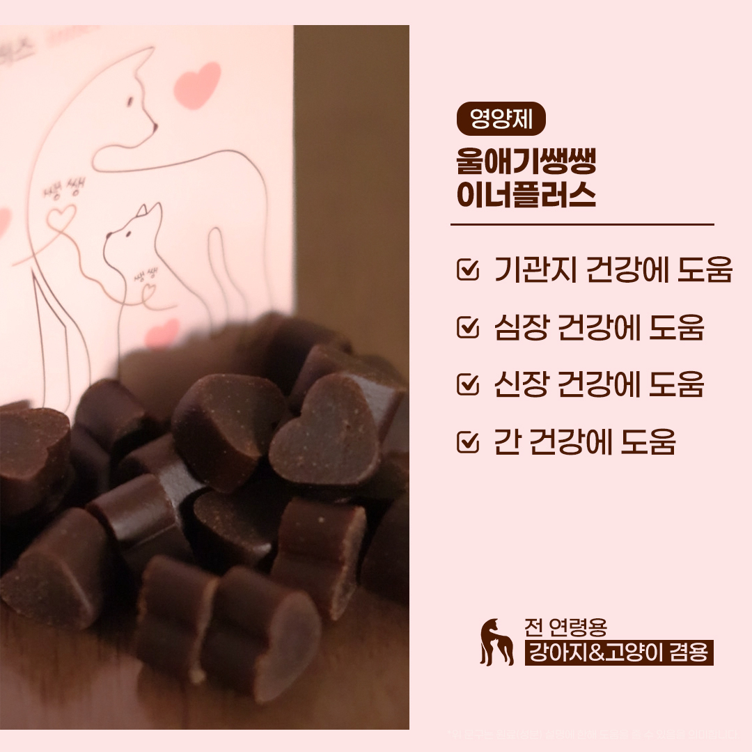 울애기쌩쌩 이너플러스 디어랩스 강아지켁켁거림 기관지 심장 신장 간 영양제 120g, 1개 - 상세 이미지 2