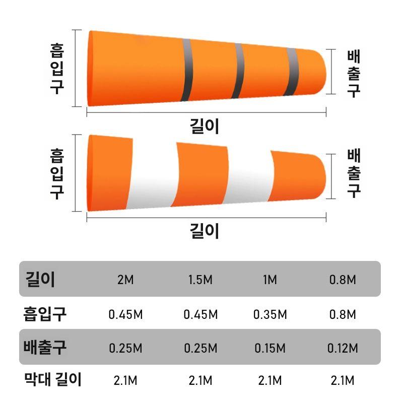 풍향 바람자루 윈드삭 측정 야외 1.5m 오렌지화이트 단일 방향계 - 상세 이미지 4