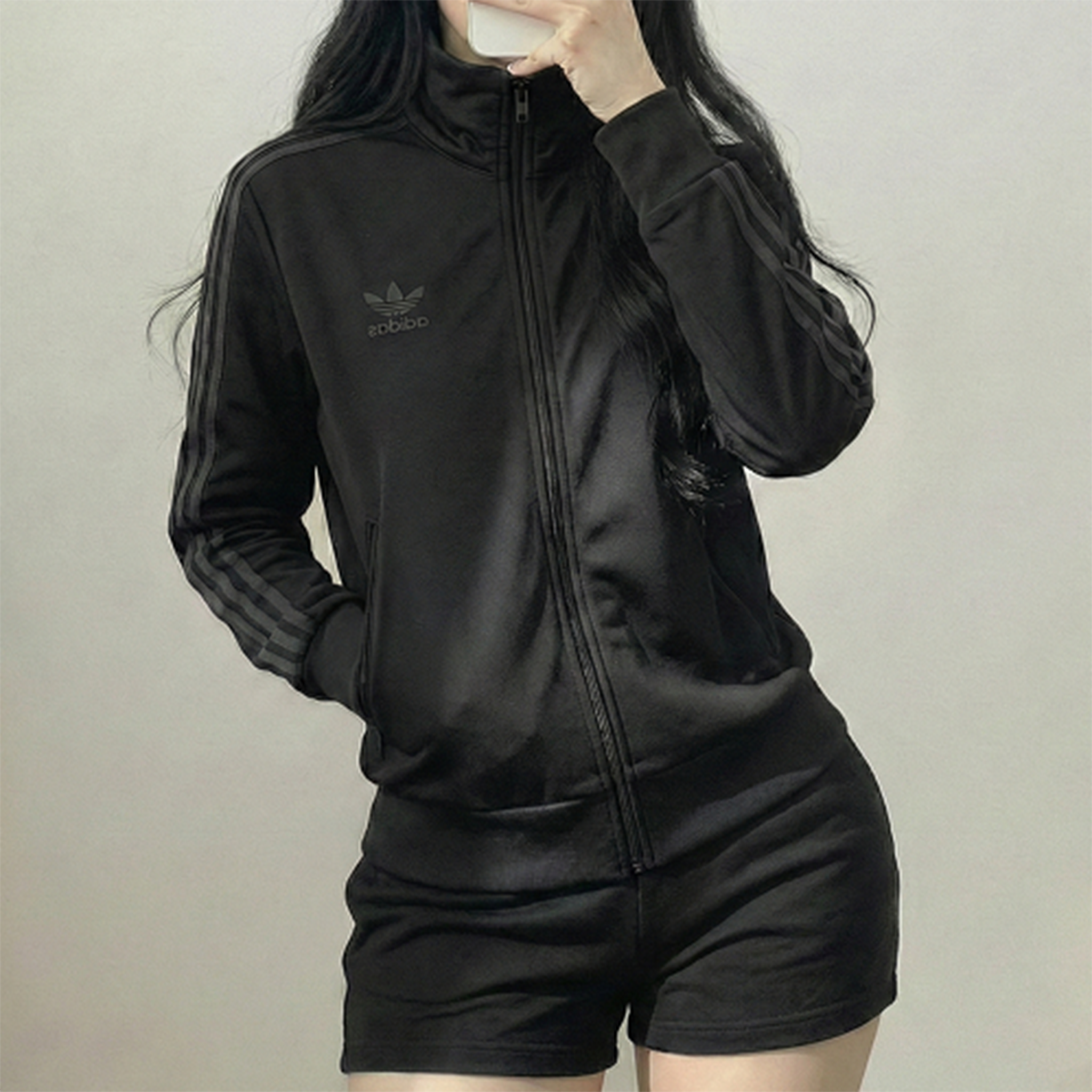 아디다스 베켄바우어 져지 트랙탑 파이어버드 다크 그레이 블랙 이미지 4