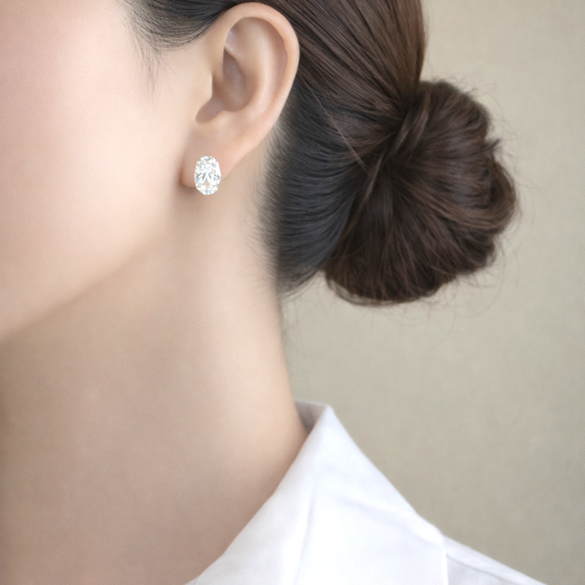 Earring 3ct 로열 빅토리아 오벌 다이아무드 은 실버 귀걸이 - 상세 이미지 5