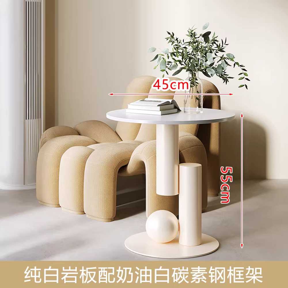 소파 협탁 높이조절테이블 간이 카페 침실 슬림선반 40cm 올 화이트 세라믹 + 무광 블랙 하부 이미지 7