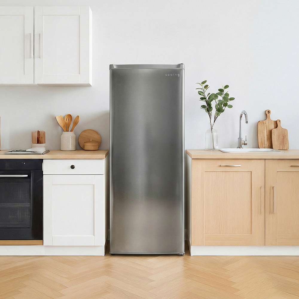 쿠잉 스탠드 냉동고 FR-S18 서랍형 소형 미니 가정용 원룸 음쓰 실버