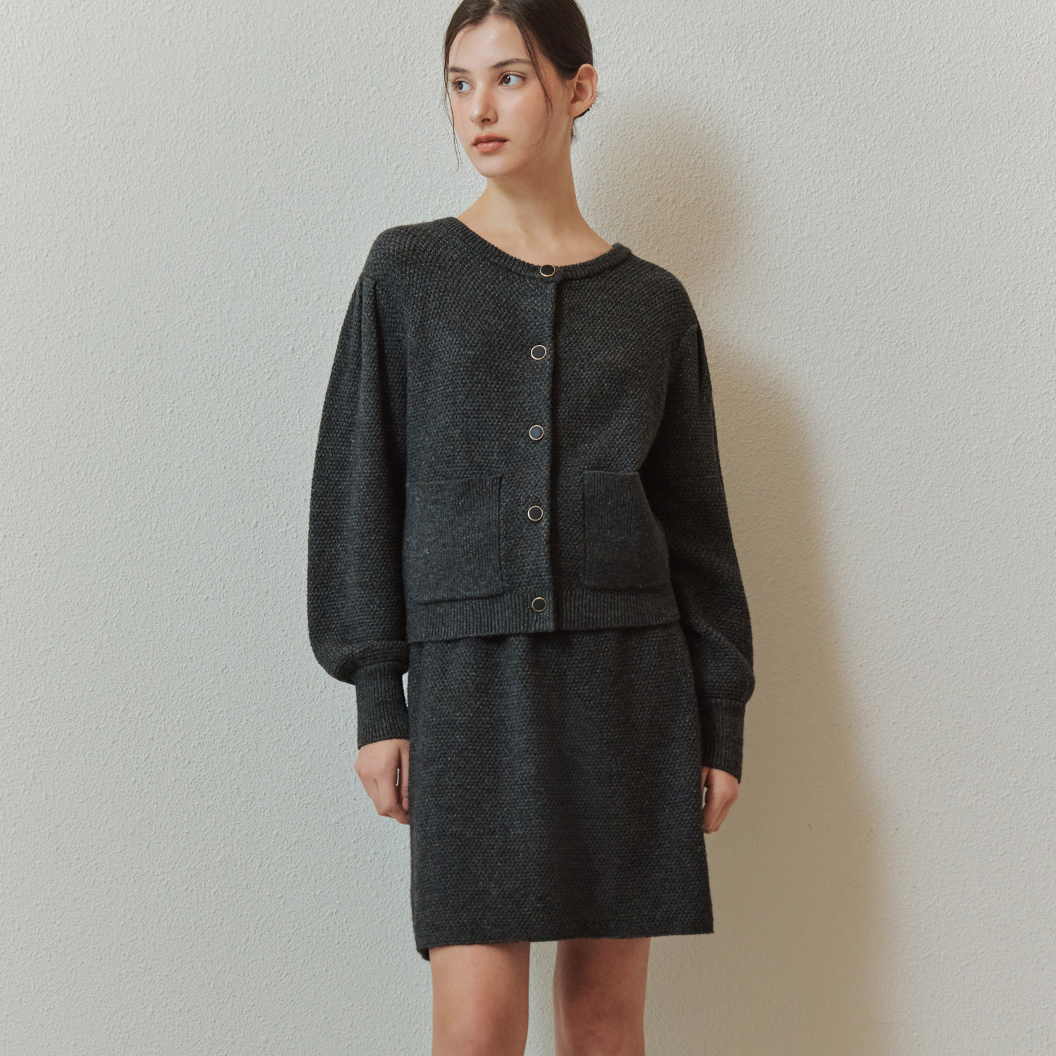 [제로스트릿] 로맨틱 니트 스커트 ROMANTIC KNIT SKIRT / CHARCOAL - 상세 이미지 3