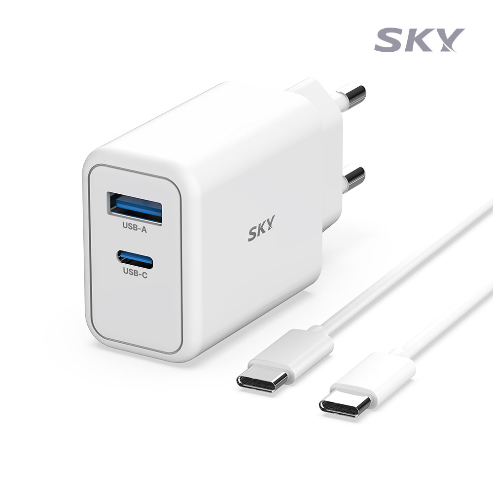 스카이 필 GaN 25W 초고속 충전기 + C to C 40W 케이블 화이트 - 상품 이미지