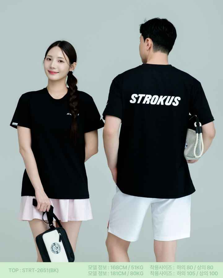 스트로커스 STRT-2651 코튼라이크 반팔 티셔츠 배드민턴 피클볼 스포츠웨어 - 상품 이미지