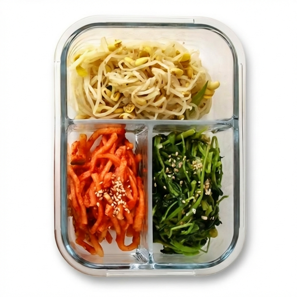 유리 3칸 나눔 반찬통 뚜껑 칸칸이 보관 냉장고 내열 소분 용기 밀폐 칸막이 전자렌지 - 상품 이미지