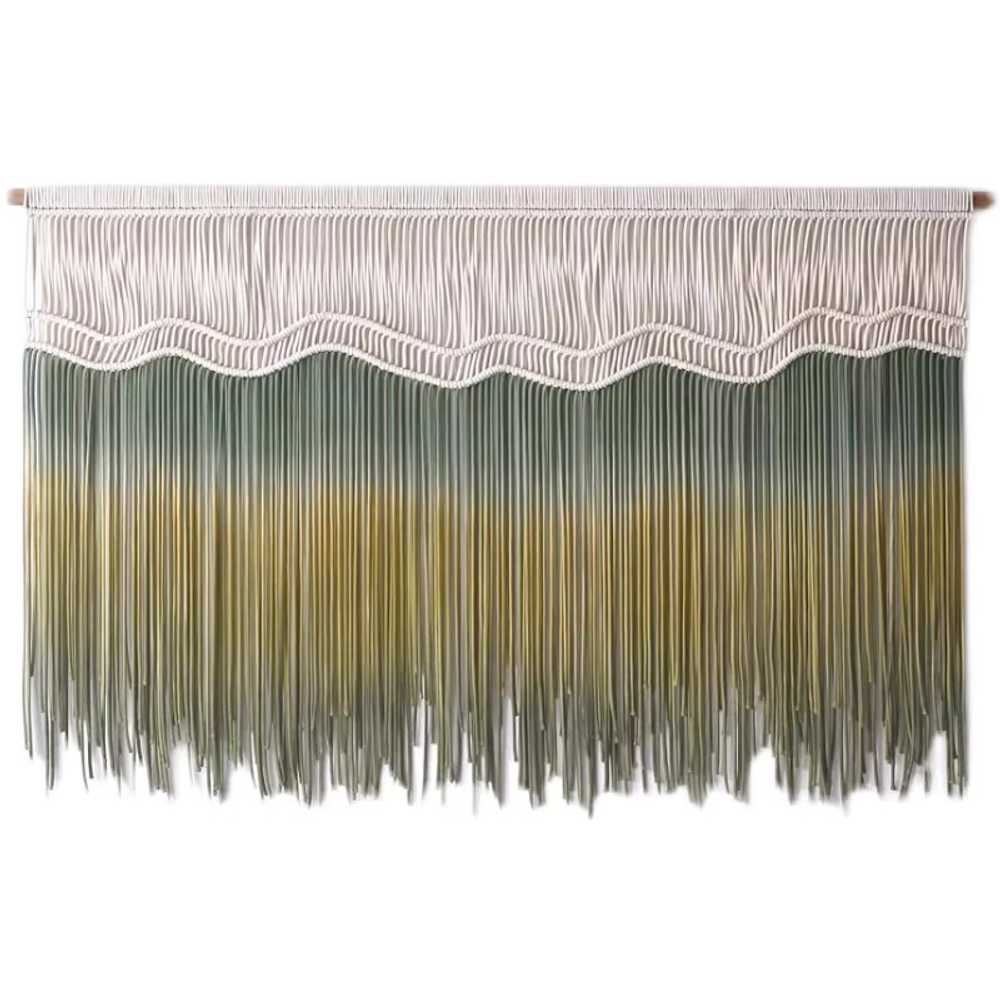마크라메 커튼 벽 태피스트리 행잉 데코 그라데이션 130x55cm 오렌지 - 상세 이미지 4