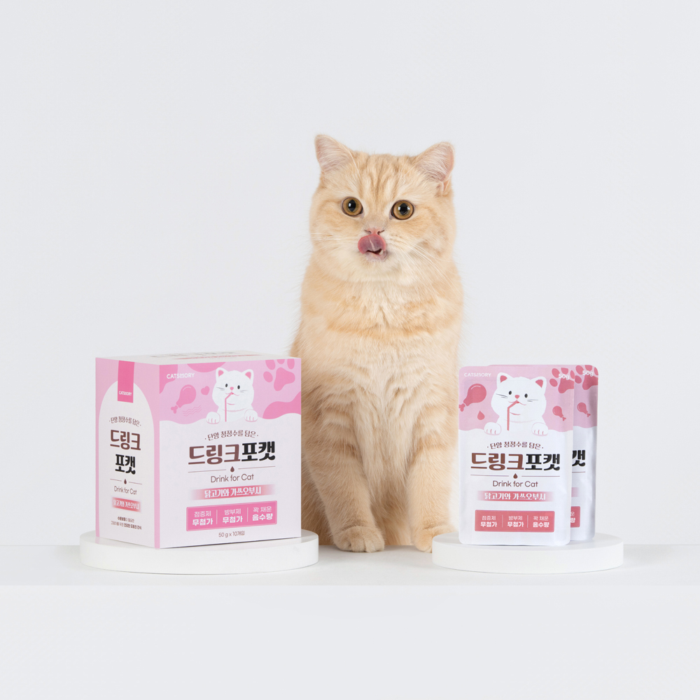 드링크포캣 고양이 드링크 스프 음수량 늘리기 닭고기+가쓰오부시, 50g, 10개 - 상세 이미지 2
