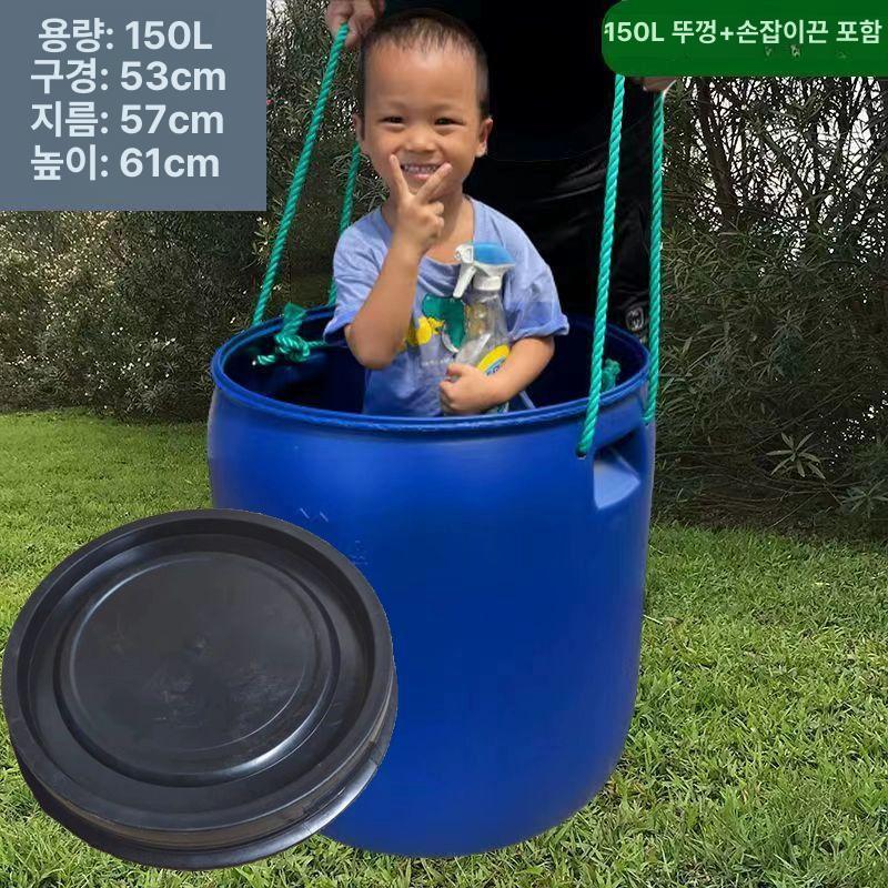 플라스틱 밀폐통 산업용 저장통 페일통 약품통 폐액 후프 150L 뚜껑 포함 표준 모델 4kg - 상세 이미지 3