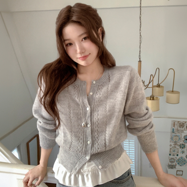펀칭 울 니트 가디건 cd3605 - 상품 이미지
