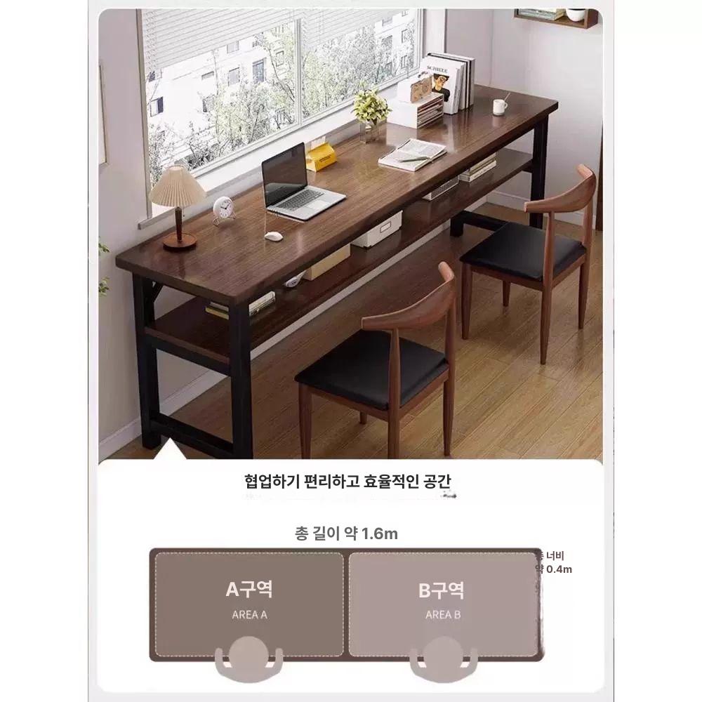 창가테이블 좁고 긴 탁자 사이드 틈새 슬림 이중층 헤어라인 블랙오크 120cm - 상세 이미지 2