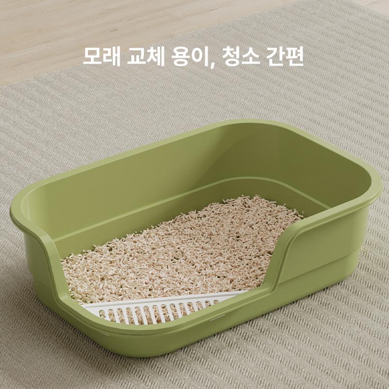 고양이 화장실 낮은 오픈형 그레이 변기 유출 소변 입구 민트그린 42cm 중간 - 상세 이미지 5