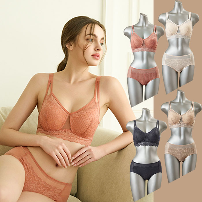 [브라4종+팬티4종] 노와이어 더블 리프팅 서포트 보정 브라팬티 패키지 - 상품 이미지