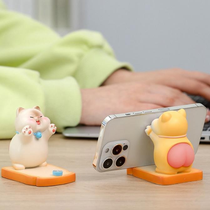 고양이 핸드폰책상거치대 귀여운 휴대폰 고정 거치대 스마트 폰 - 상품 이미지