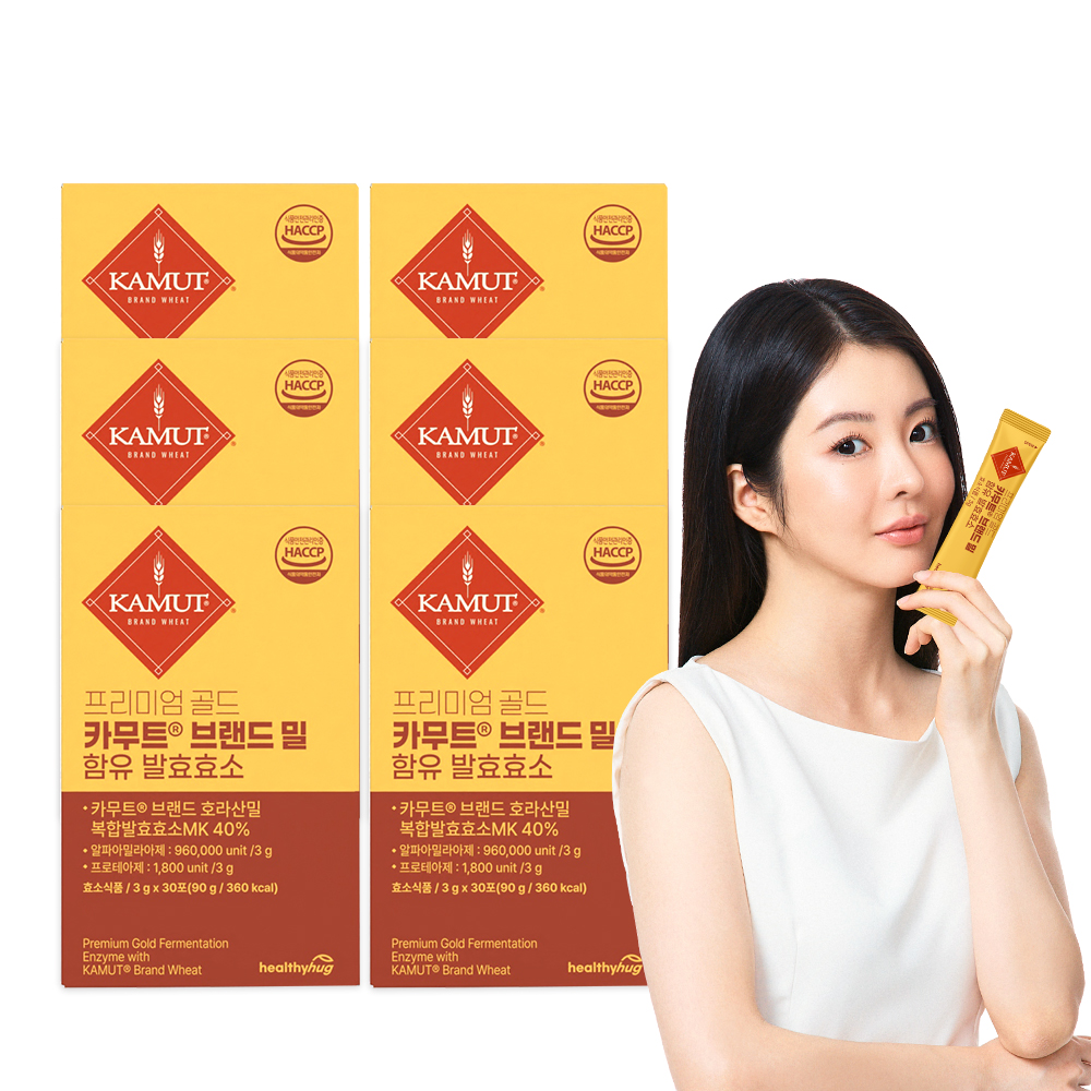 헬씨허그 프리미엄 골드 카무트 효소 브랜드밀 함유 발효 효능 가루 90g, 6개 - 상품 이미지