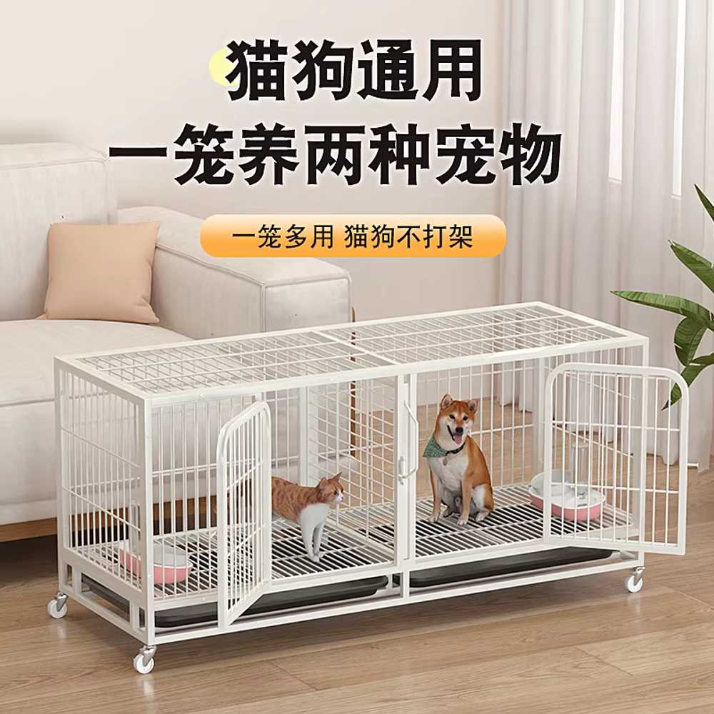강아지 철장 고양이 개 견사 애견 반려동물 펜스 병원 121x45x58cm/더블도어/슬라이딩 칸막이 - 상세 이미지 4