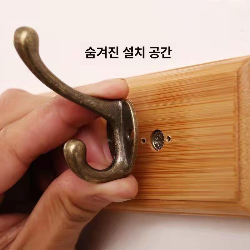 클래식 옷걸이 후크 인테리어 행거 고정 우드 타공 벽 빈티지 6개 - 상세 이미지 5