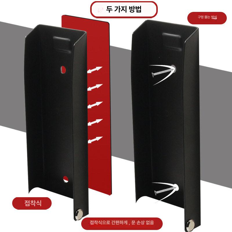무타공 도어스토퍼 원터치 문고정 현관 출입문 스토퍼 스테인리스스틸 접이식 문지지대 헤어라인 - 상세 이미지 4