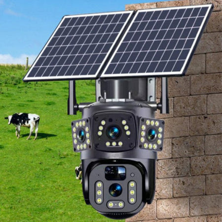 [해외]태양광 cctv 시골 감시 농막 듀얼 농장 밭 창고 옥외 실외용 충전