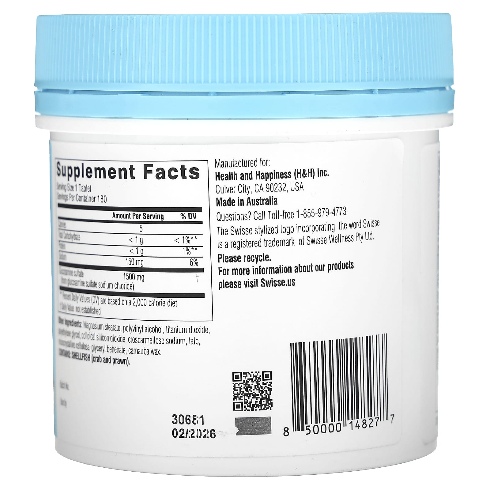 스위스 글루코사민 설페이트 1500mg Sulfate 180정, 2개 이미지 6