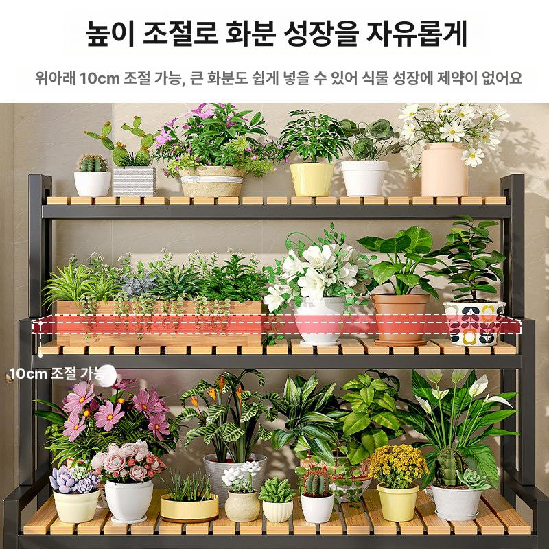 진열선반 거실화분정리대 꽃집 발코니 정원 다이 3단 화이트 120 x 100cm - 상세 이미지 2