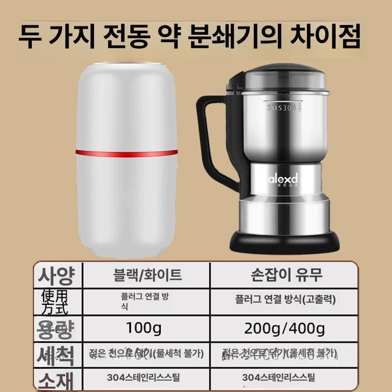 전동 알약분쇄기 소형 그라인더 제조기 분말 전기 가루약 레벨 1 플러그인 블랙 100g - 상세 이미지 5